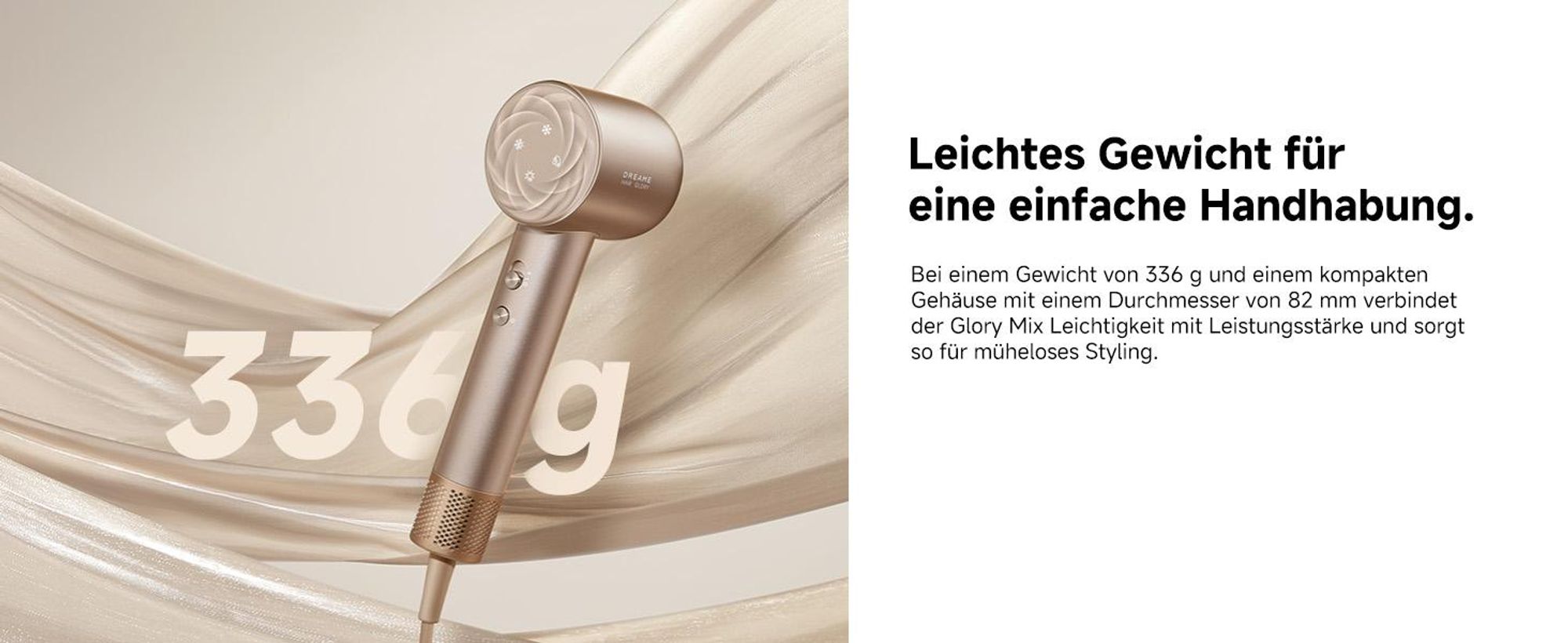 Dreame Glory Mix Haartrockner Mit Negativen Ionen,Aromatherapie-Haarpflege,3 austauschbare Multifunktionsdüsen,NTC 55℃ Temperaturregelung,110K RPM