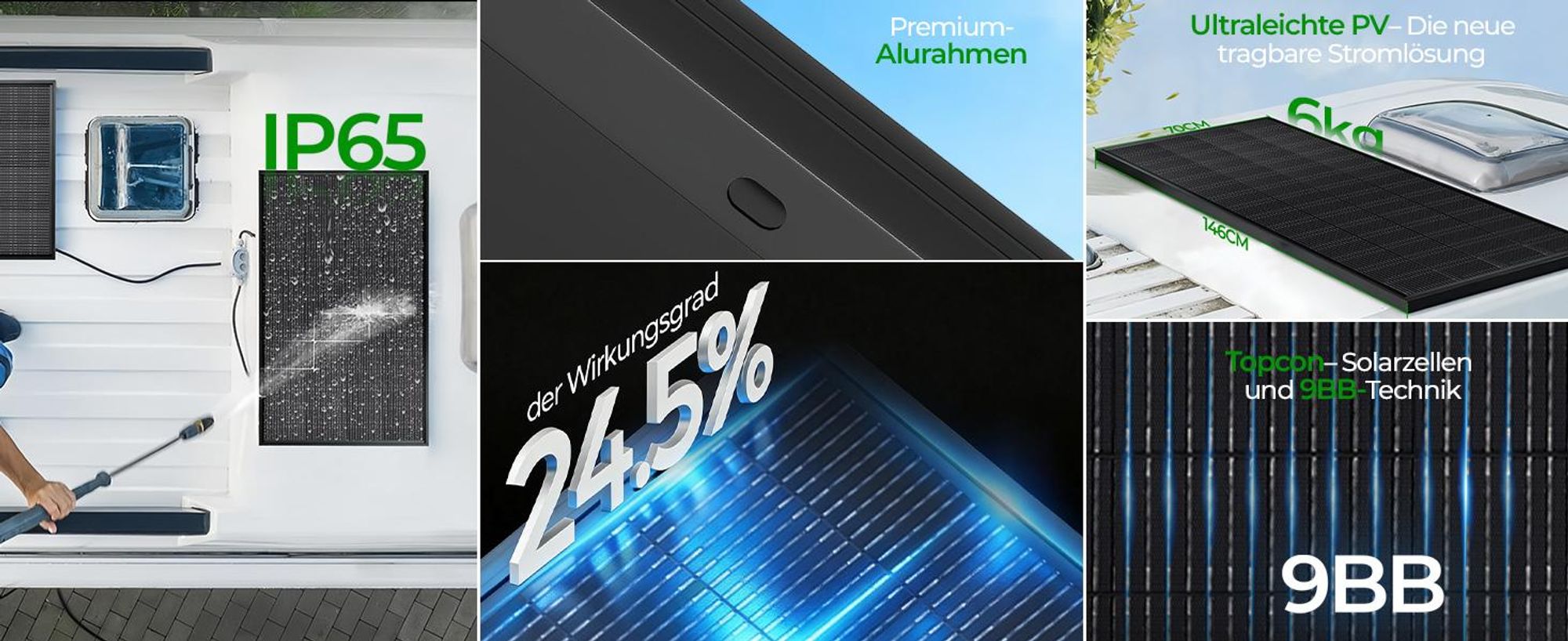 ETFE Solarmodul 200W Solarpanel + Ultraleicht Halb Flexibel Für Wohnmobil Balkon