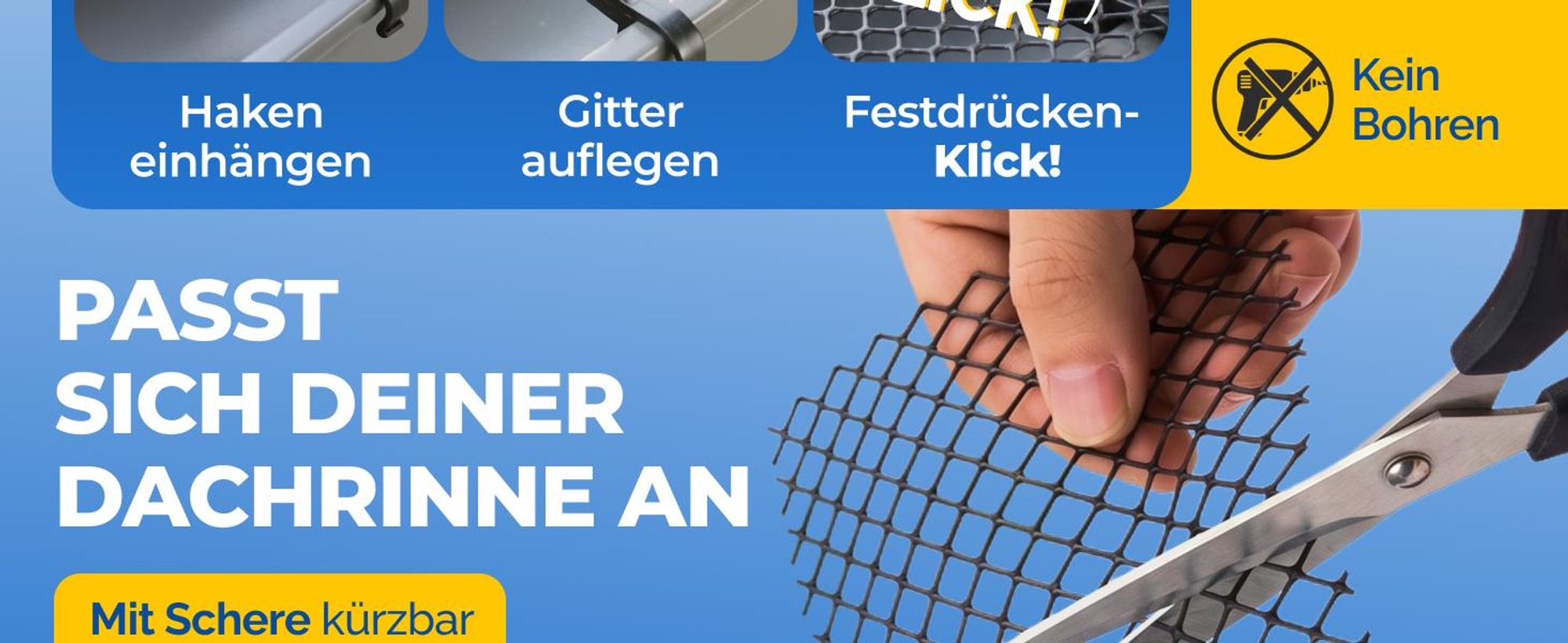 MONZANA® Dachrinnenschutz 7m inkl. 16 Befestigungsclips wetterfest Laubschutz Regenrinne Laubfang zuschneidbar schwarz