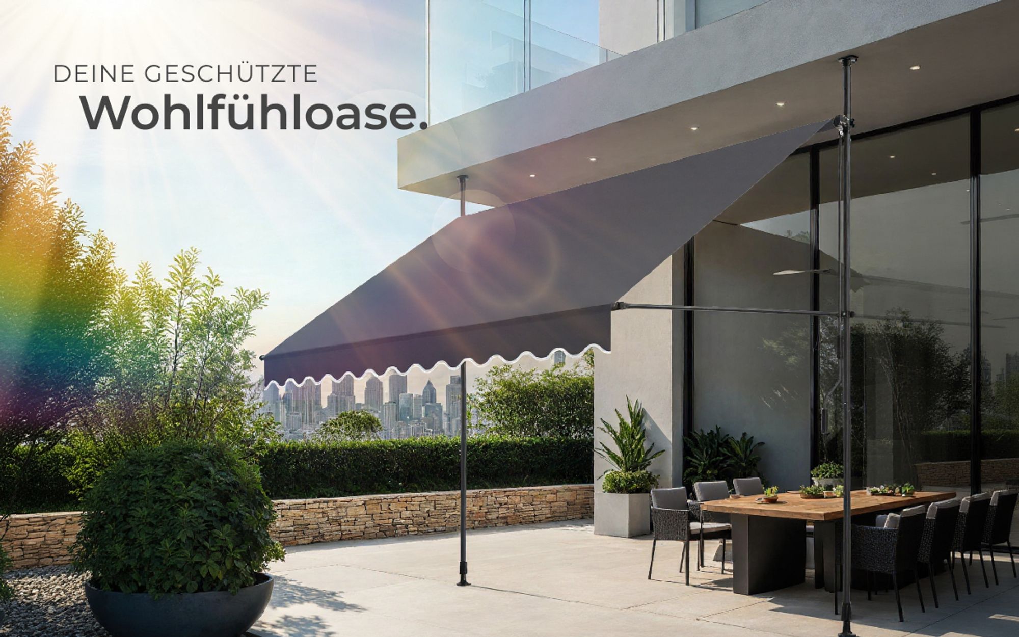 tectake® Klemmmarkise mit Handkurbel einfache Montage