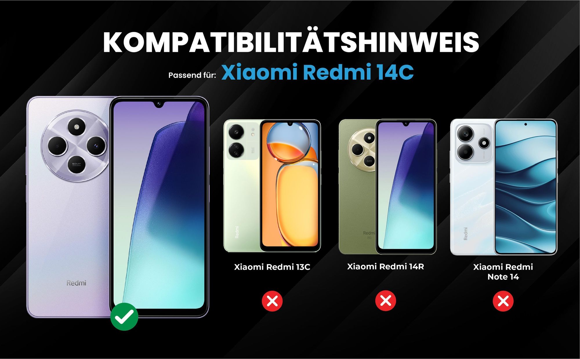 Kompatibilitätshinweise Hülle für Xiaomi Redmi 14C
