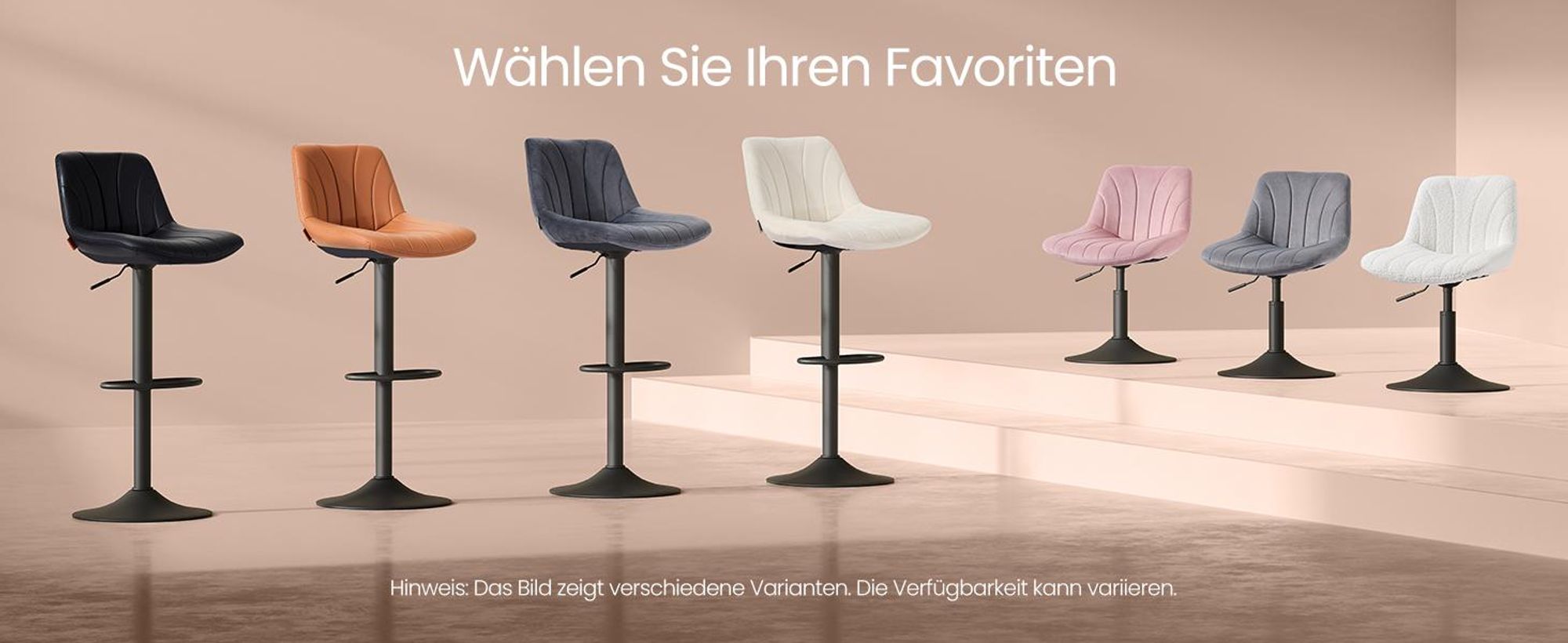 VASAGLE Barstuhl 2er Set, Küchenhocker, 88-108 cm höhenverstellbar, Barhocker, drehbar, mit Fußstütze, PolyurethanBezug, braun