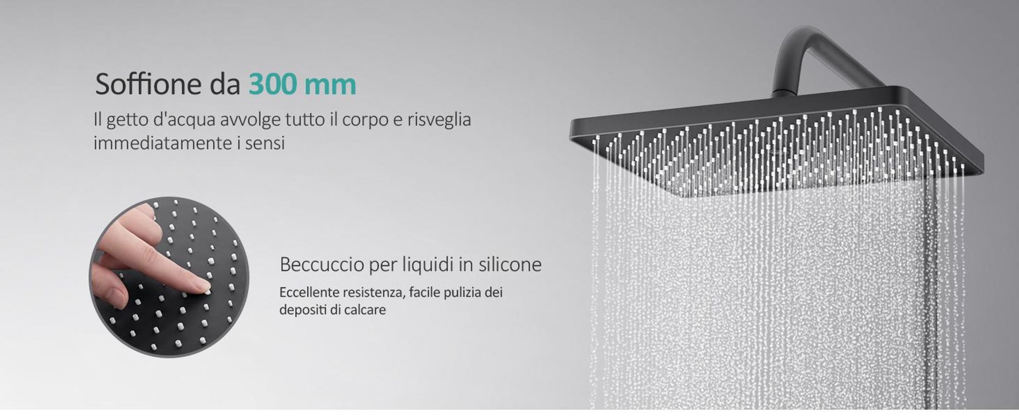 Sistema doccia EMKE con termostato, set doccia in acciaio inox con doccetta a 3 funzioni, rubinetteria per vasca e doccia,  KTW, grigio F08