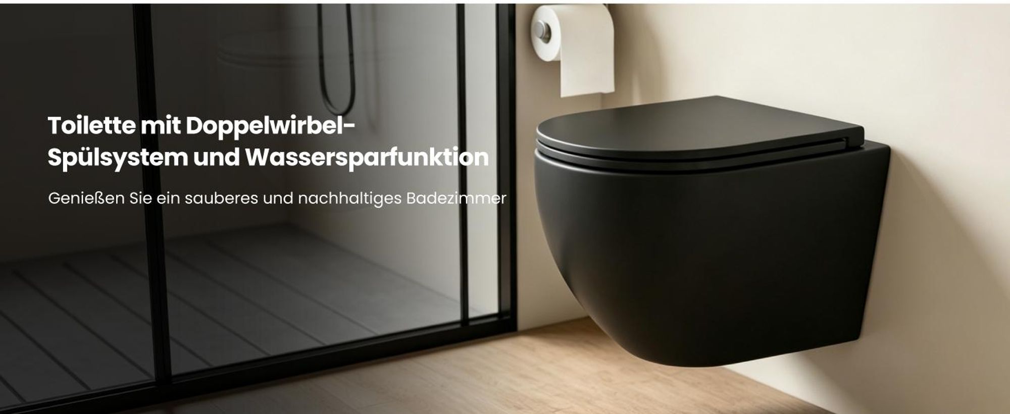 Mai & Mai Hänge WC schwarz matt mit Softclose Sitz | Wand WC aus keramik spülrandloses WC BTH: 36x50x36cm Aachen179