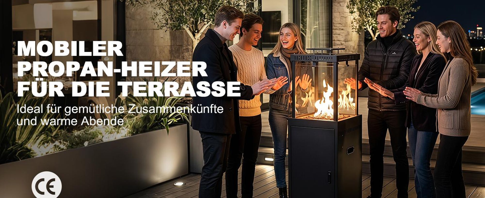 11 kW rauchfreier Propan Gas‑Terrassenheizer mit Lavasteinen
