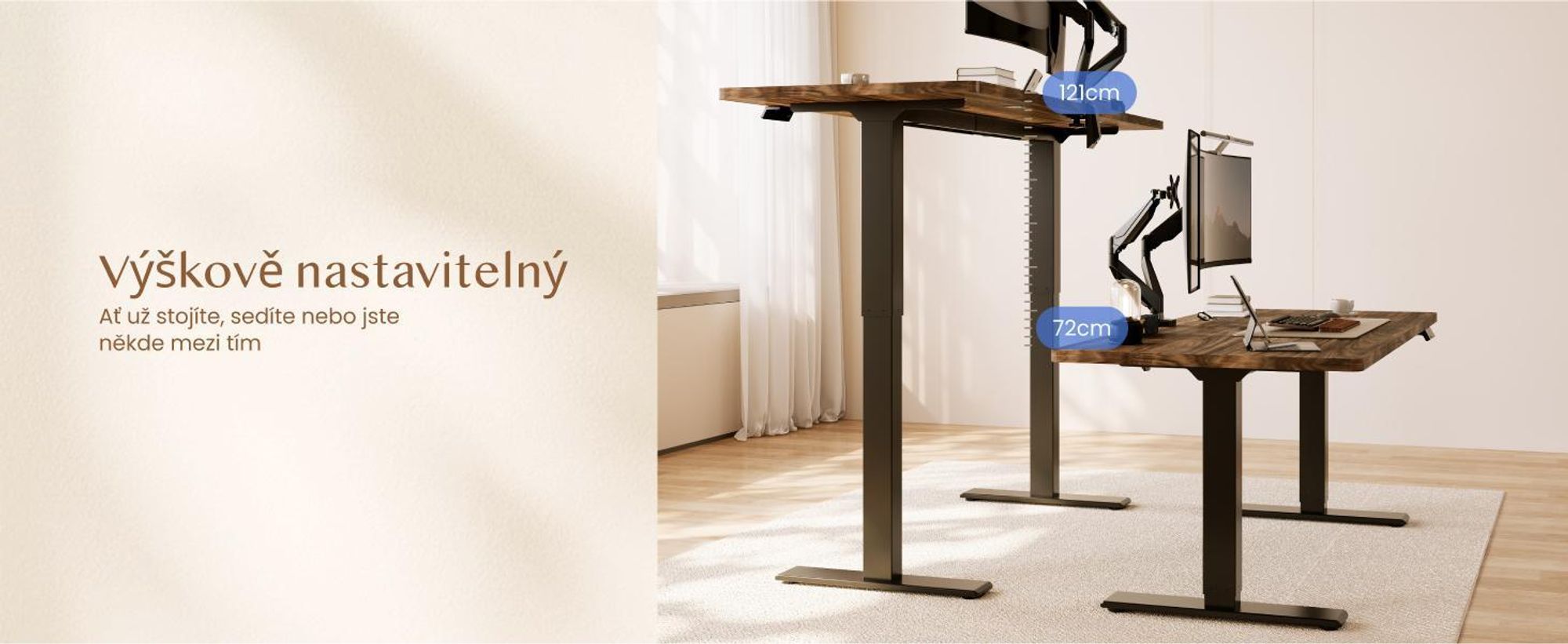 FLEXISPOT QB2 Výškově nastavitelný elektrický stůl 180 x 80 cm, 2 SILNÉ MOTORY, nosnost 120 kg, ochrana proti kolizi, 4 paměťové funkce (hnědý)