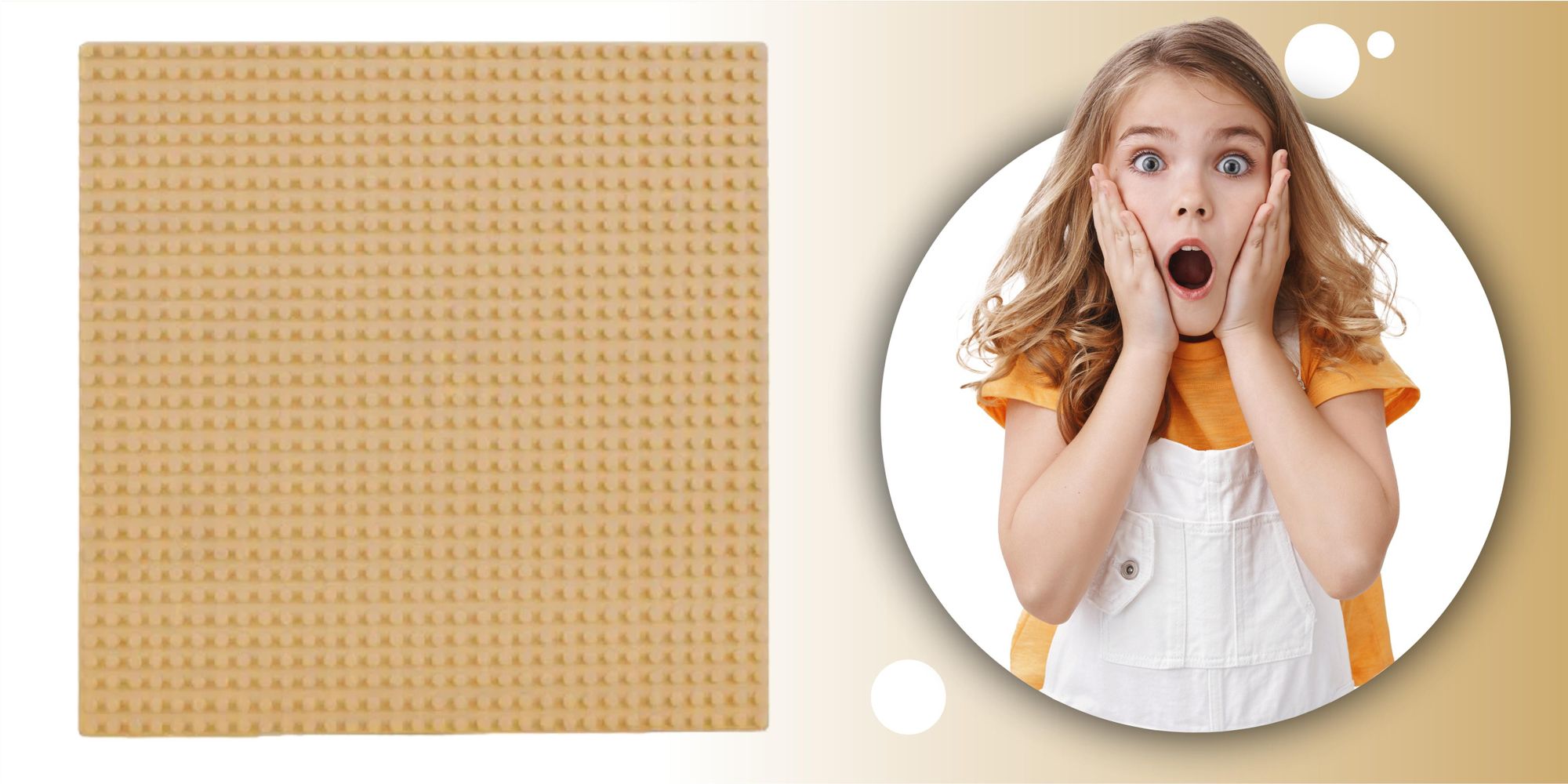 Bauplatte 32x32 Noppen, Grundplatte kompatibel mit gängigen Bausteinen, 25,5 x 25,5 cm, EVI KIDS, Beige