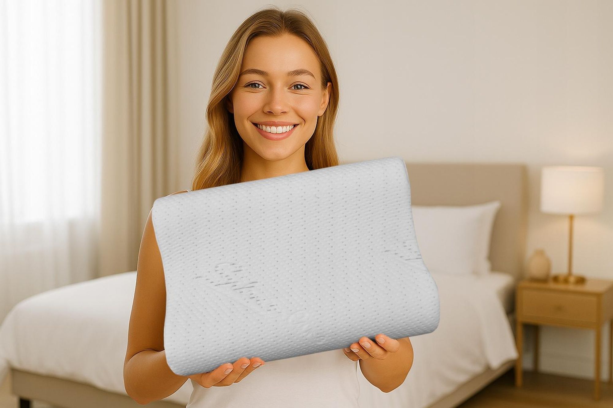 Ergonomiczna poduszka z pianki memory – profilowana, ortopedyczna poduszka do spania – poduszka wspierająca kark dla komfortowego snu – 48 x 34 cm.