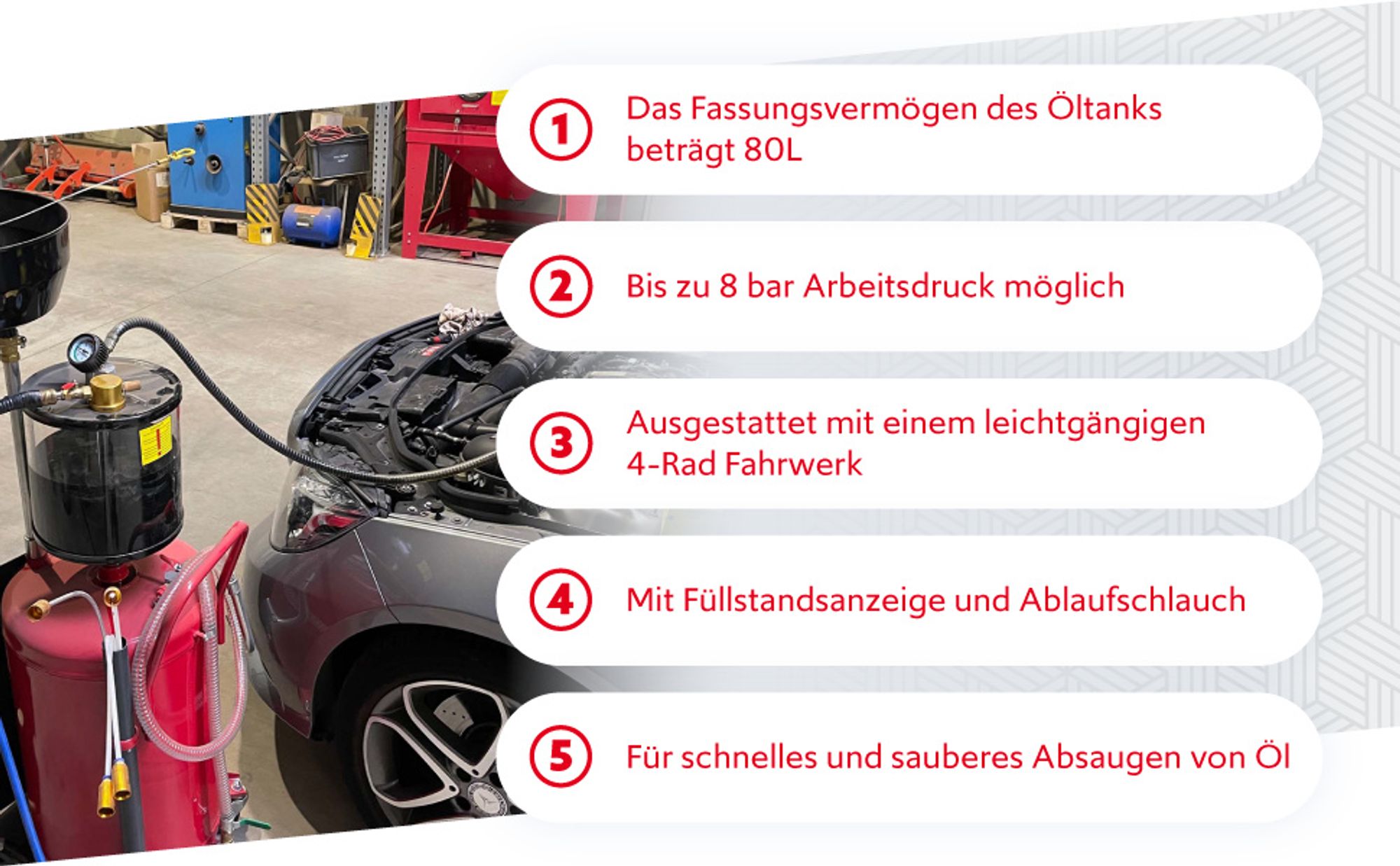 Ölabsauger Ölabsauggerät 80L Druckluft Ölauffanggerät Ölablassgerät Ölbehälter für Ölwechsel