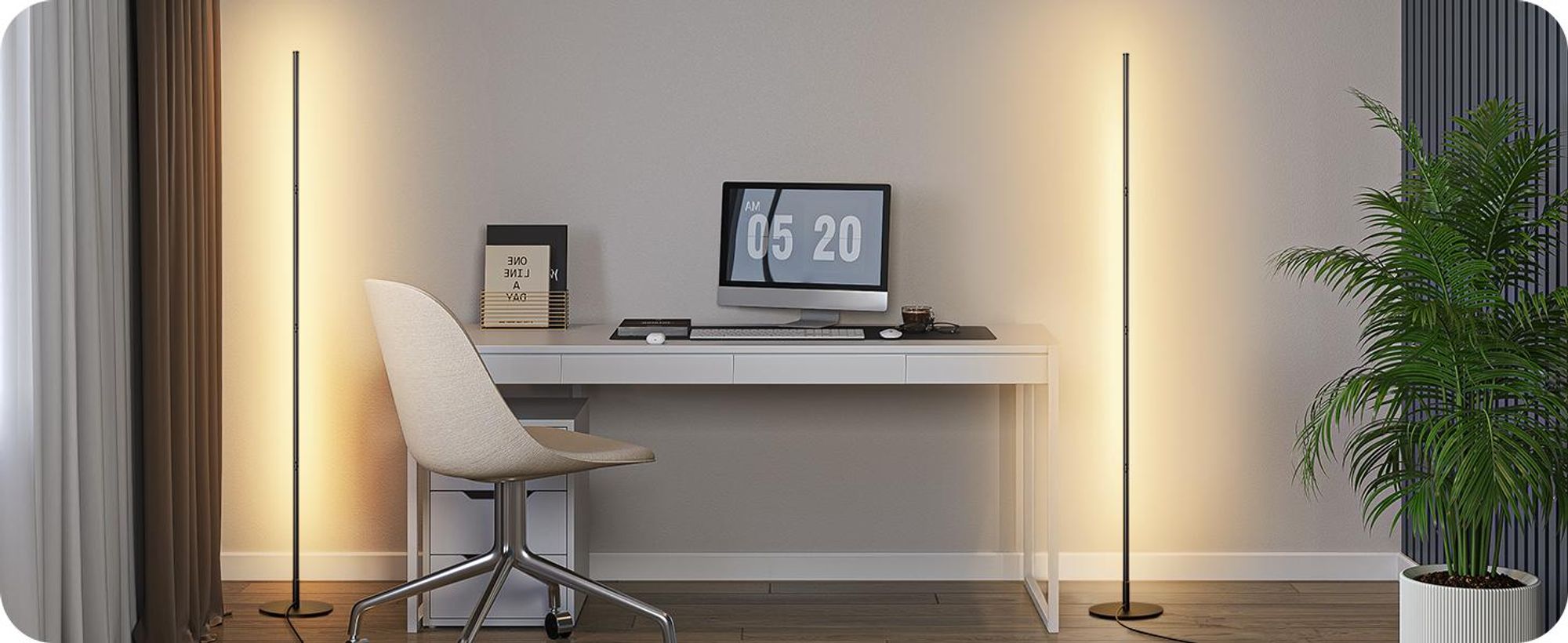 EDISHINE LED Stehlampe Wohnzimmer Dimmbar 2er Set, Stehleuchte höhenverstellbar, Schwarz