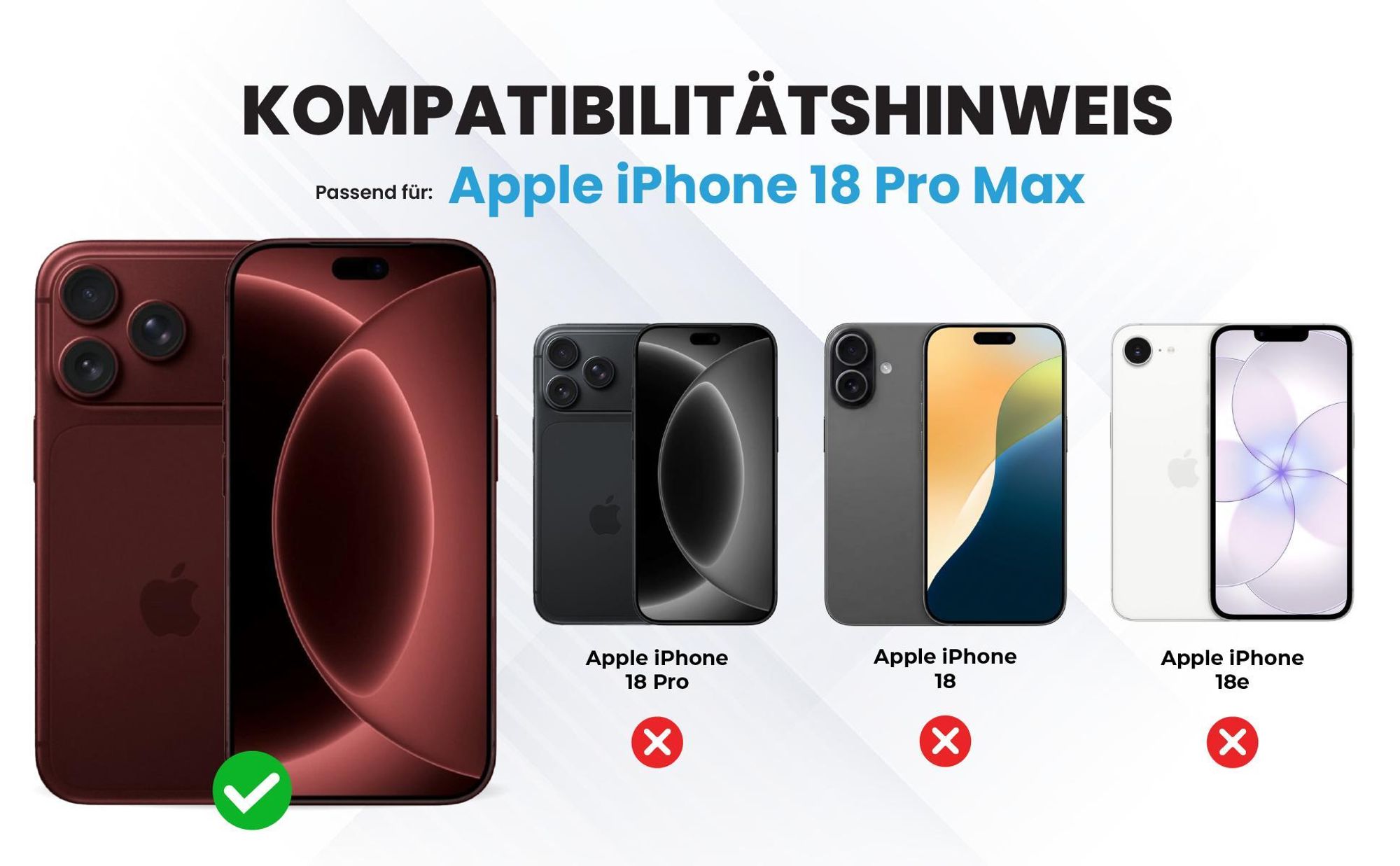 Kompatibilitätshinweise Hülle für Apple iPhone 18 Pro Max