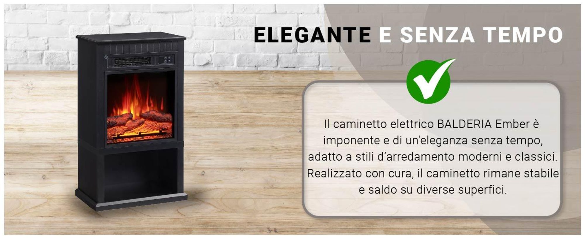 Camino elettrico BALDERIA Ember - Camino da appoggio - nero