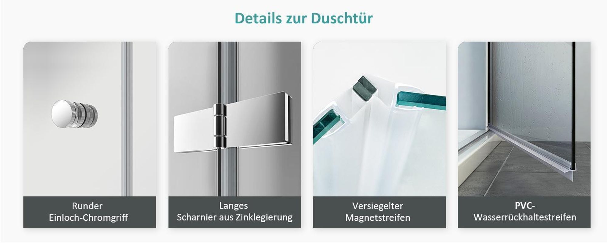EMKE Duschkabine 90x90x185cm Eckeinstieg Dusche, Duschtür mit Seitenwand, Pendeltür Falttür 6mm ESG Sicherheitsglas, inkl. Stabilisierungsstang