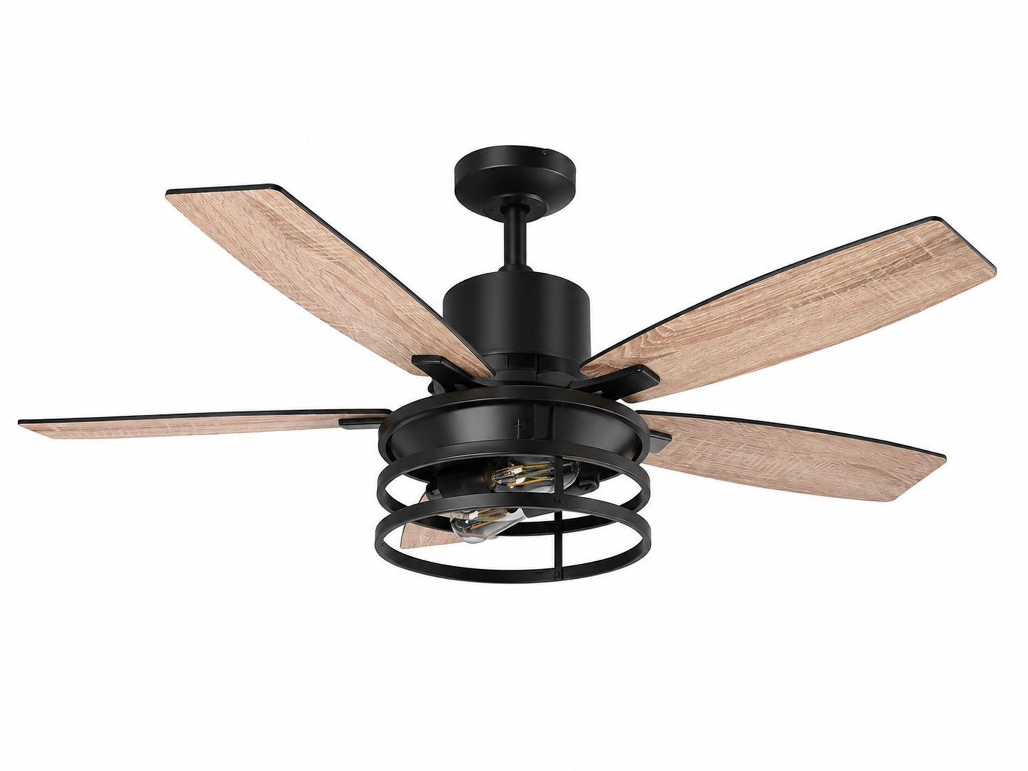 Ø112 cm Deckenventilator mit Licht und Fernbedienung Industrie Käfig-Design Leise DC Motor 5 Wendbare Flügel Deckenlüfter für Schlafzimmer Wohnzimmer