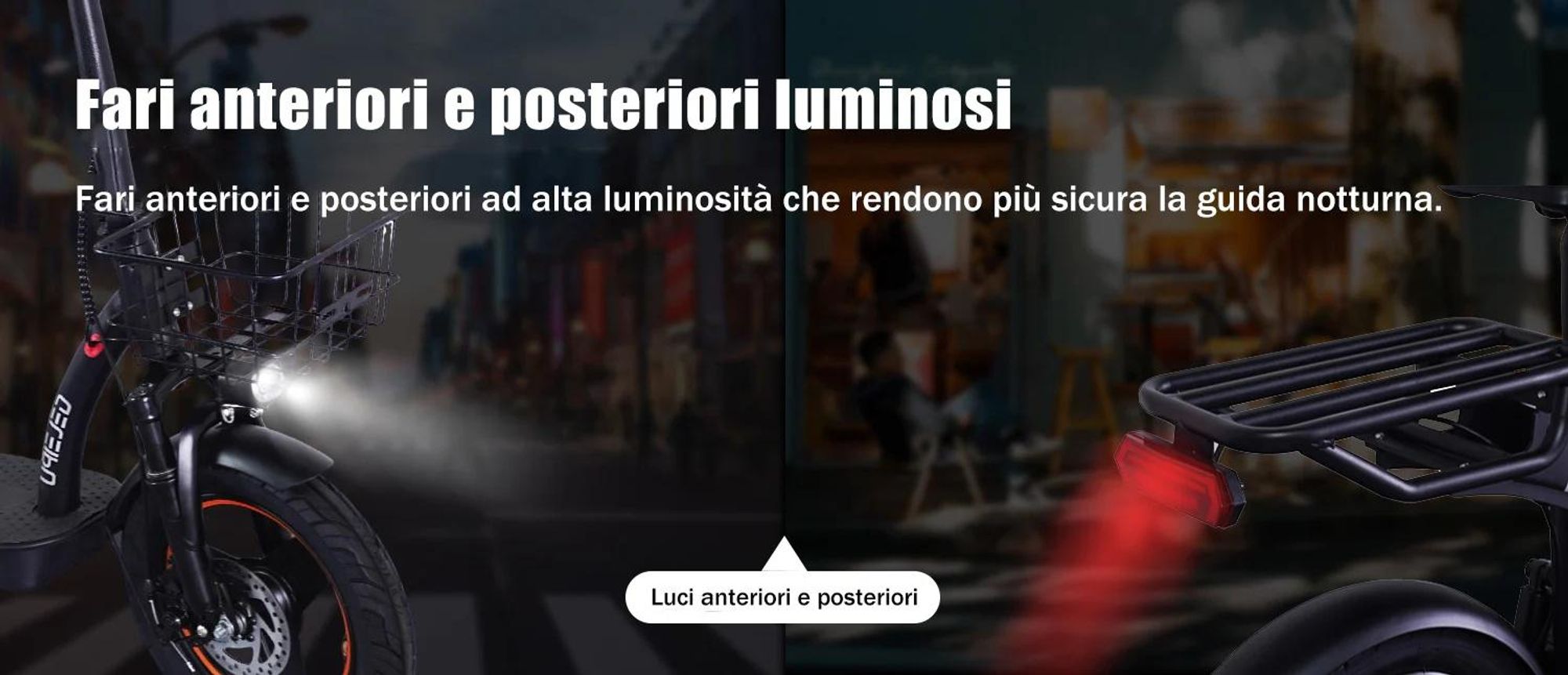 C14 - 48V17.5Ah 14'' Scooter Elettrico con Freno a Disco Meccanico Telaio in Ferro - Nero