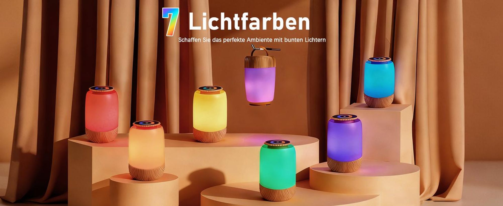 Nachtlichter, Nachttischlampe, Nachtlicht, Touch-Bedienung, dimmbar, 7 Farben, 4 Modi, USB-aufladbar, Timer, Countdown-Funktion, LED-Tischleuchte