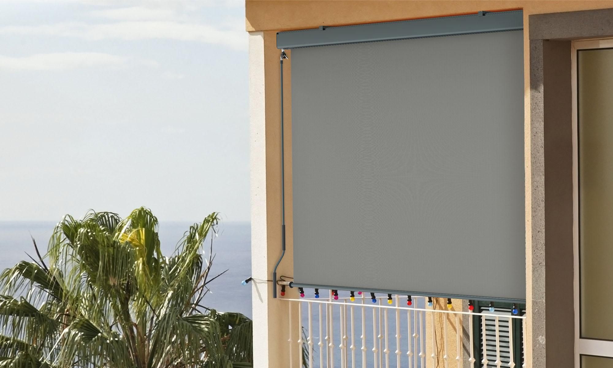 Senkrechtmarkise Balkon 120x250cm Markise mit Kassette Sichtschutz Outdoor Anthrazit Beige paramondo Senkrechtmarkise 2000