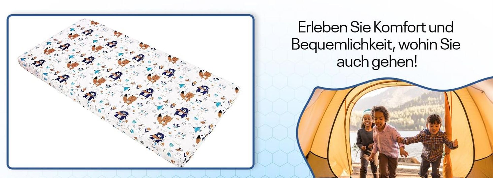 Kindermatratze 70x140 | Kinder Klappmatratze mit Blauem Reisetaschen-Bezug |Matratze 70x140 aus 100% kuschelig weicher Baumwolle |Reisebett-Matratze