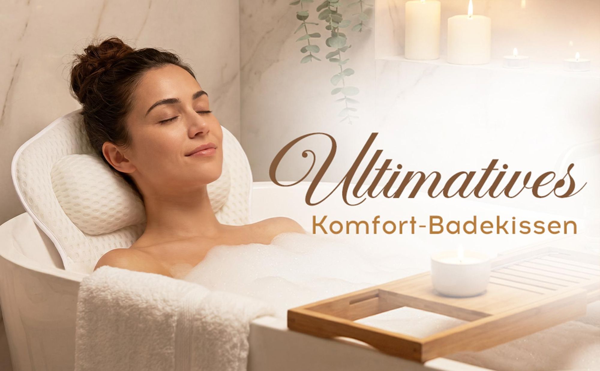 Penelife Badewannenkissen mit 6 Saugnäpfen - Ergonomisches Badekissen mit 4D Luftmaschen Technologie - Nackenkissen für eine optimale Entspannung - Badewannen Kissen weiß