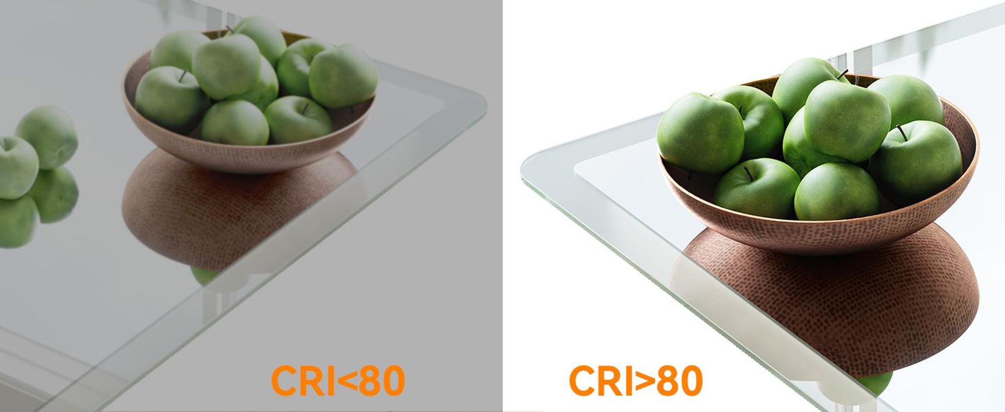 Badzimmerspiegel, CRI 80 für natürliche Farbwiedergabe: