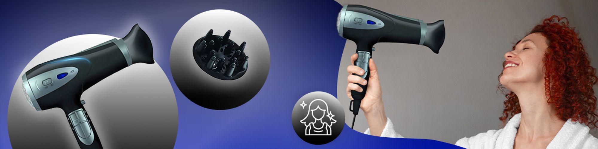 Haartrockner Ionen Fön mit Stylingdüsen und Diffusorr Föhn für Familie Windgeschwindigkeiten Haarstyling Temperaturstufen Kaltluft Modus 2200W Retoo