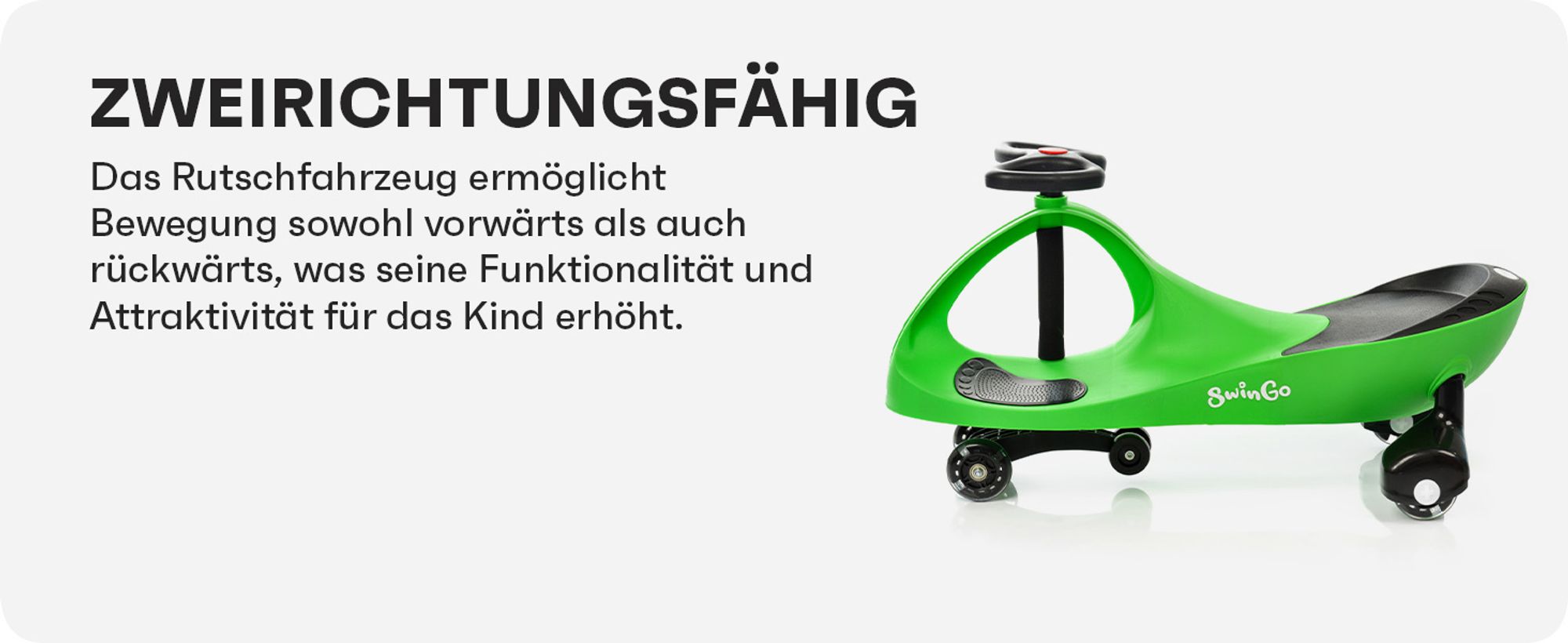 SWING CAR METEOR SWINGO Grün Rutschauto für Kinder halten des Körpergleichgewichts Auto Swing Car Rutscher