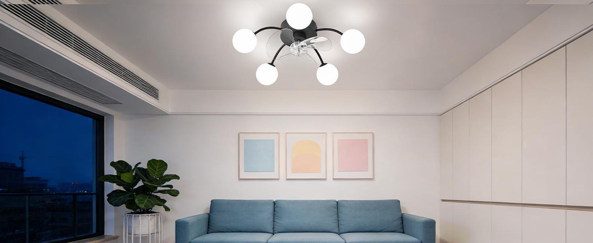 ZMH Deckenventilator Beleuchtung G9 Leise Deckenleuchte Ventilator Fernbedienung 6 Geschwindigkeiten Timer Lampe für Küche Esszimmer Schwarz