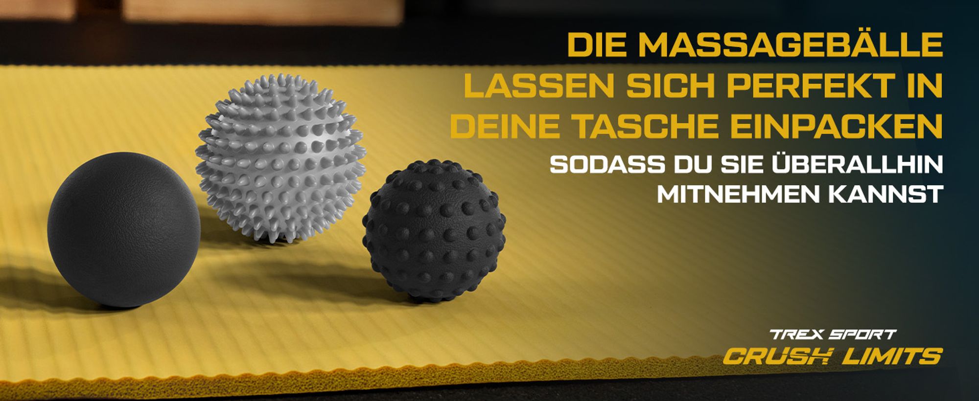 TREX SPORT Massageball Set 3 Stück TX-003MSA | Ganzkörpermassage mit Faszienball, Triggerpunktball, Noppenball, Igelball | ø 6–7 cm, hart & weich