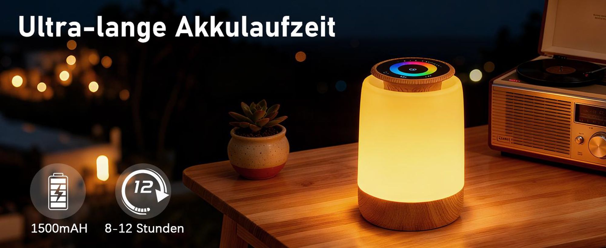 Nachtlichter, Nachttischlampe, Nachtlicht, Touch-Bedienung, dimmbar, 7 Farben, 4 Modi, USB-aufladbar, Timer, Countdown-Funktion, LED-Tischleuchte