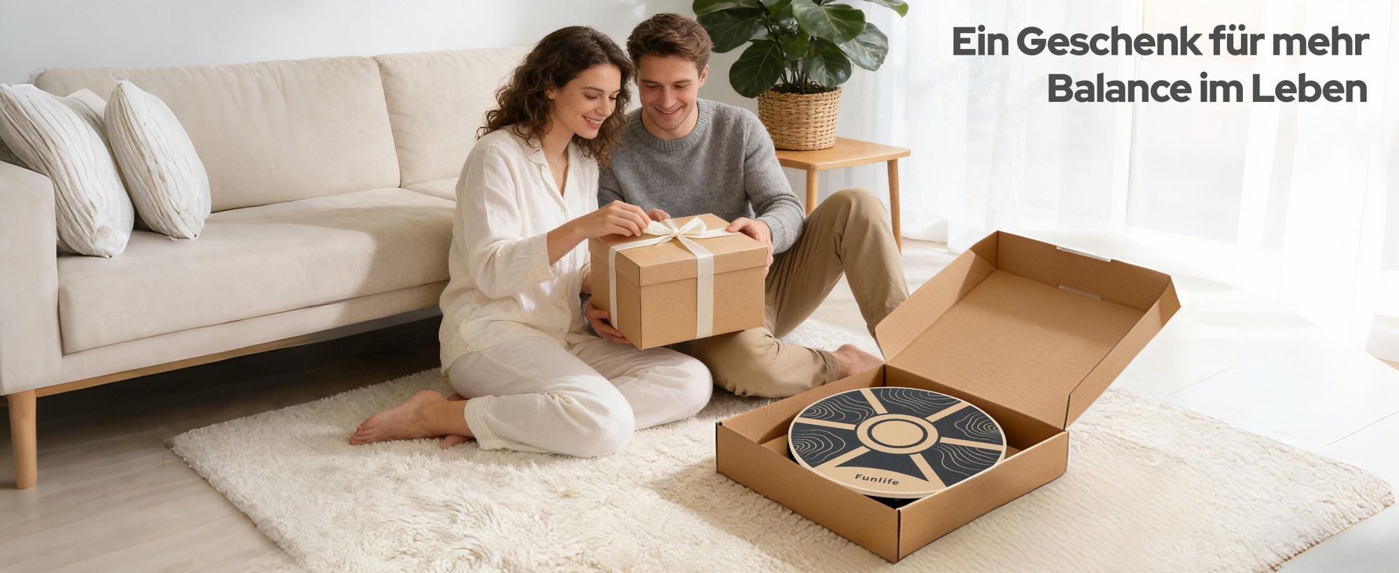 FunLife Balance Board rund Birkenholz TERRA – Gleichgewichtstrainer für 360° Balance & Core Training, Rutschfest & Langlebig, Core Disc bis 100 kg