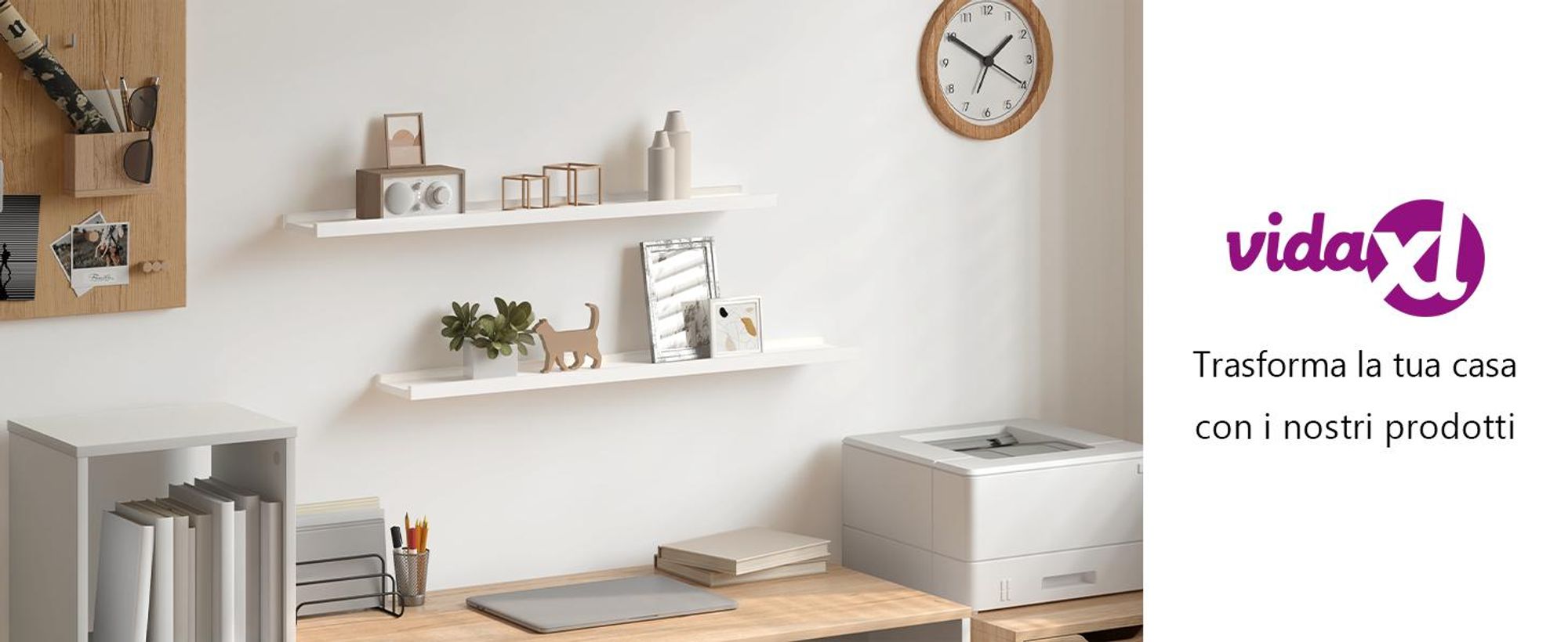 vidaXL Modanature per quadri 2 pz. MDF bianco 80x9x3 cm