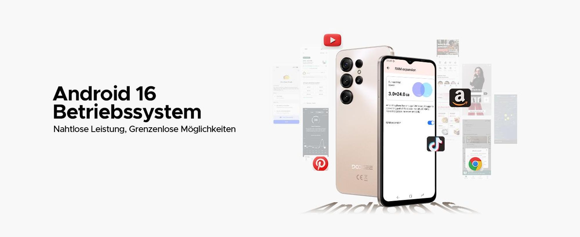DOOGEE Note56 X Smartphone Handy, Android 16, 6,56" 90Hz, 6150mAh Akku, 24GB RAM+64GB ROM, 4G, 8MP, Gesichtserkennung, OTG, ohne Vertrag