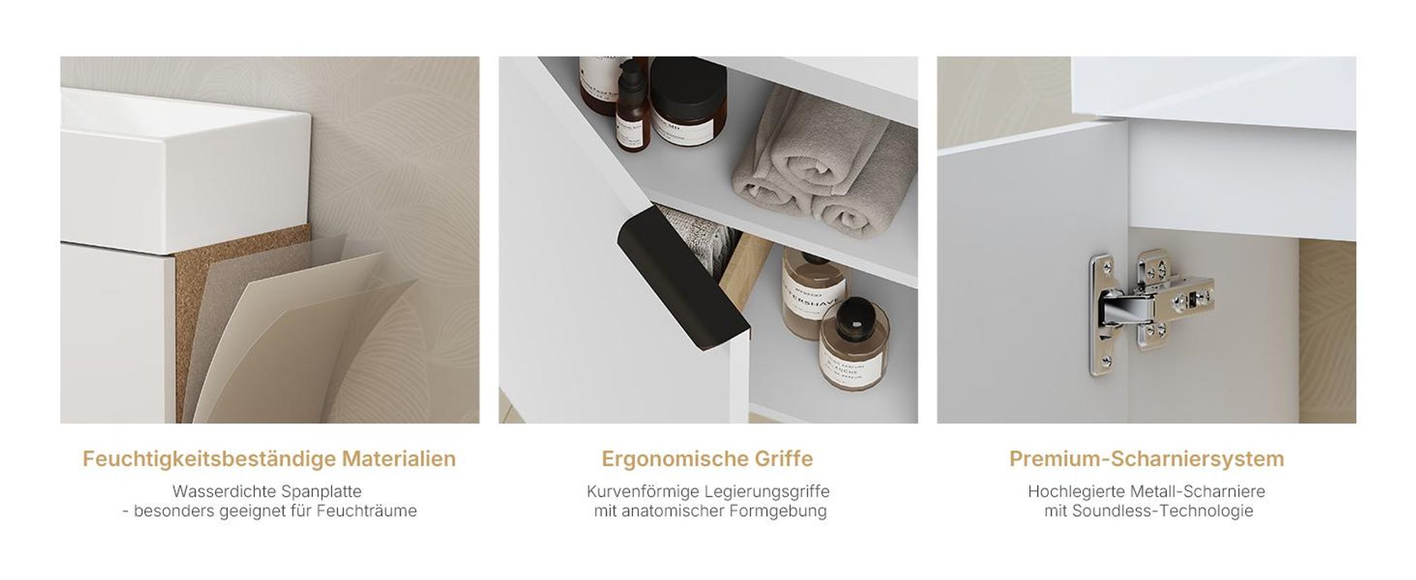 EMKE Waschbeckenunterschrank mit waschbecken 417×240×646 mm wandhängend, Badezimmerschrank, Waschtischunterschrank Soft-Close, Weiß