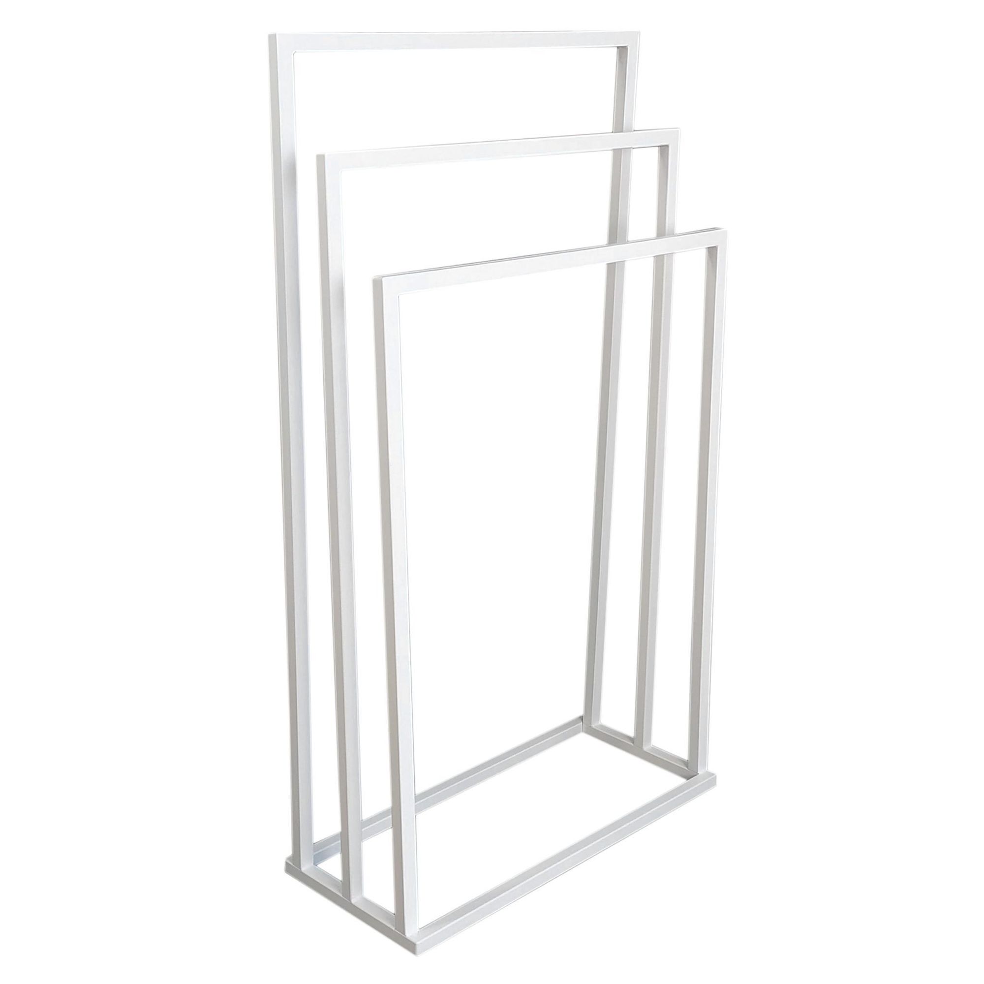 HMP porta asciugamani da terra 3 bracci stabile – metallo bianco opaco loft bagno stand asciugamani per bagno hotel spa
