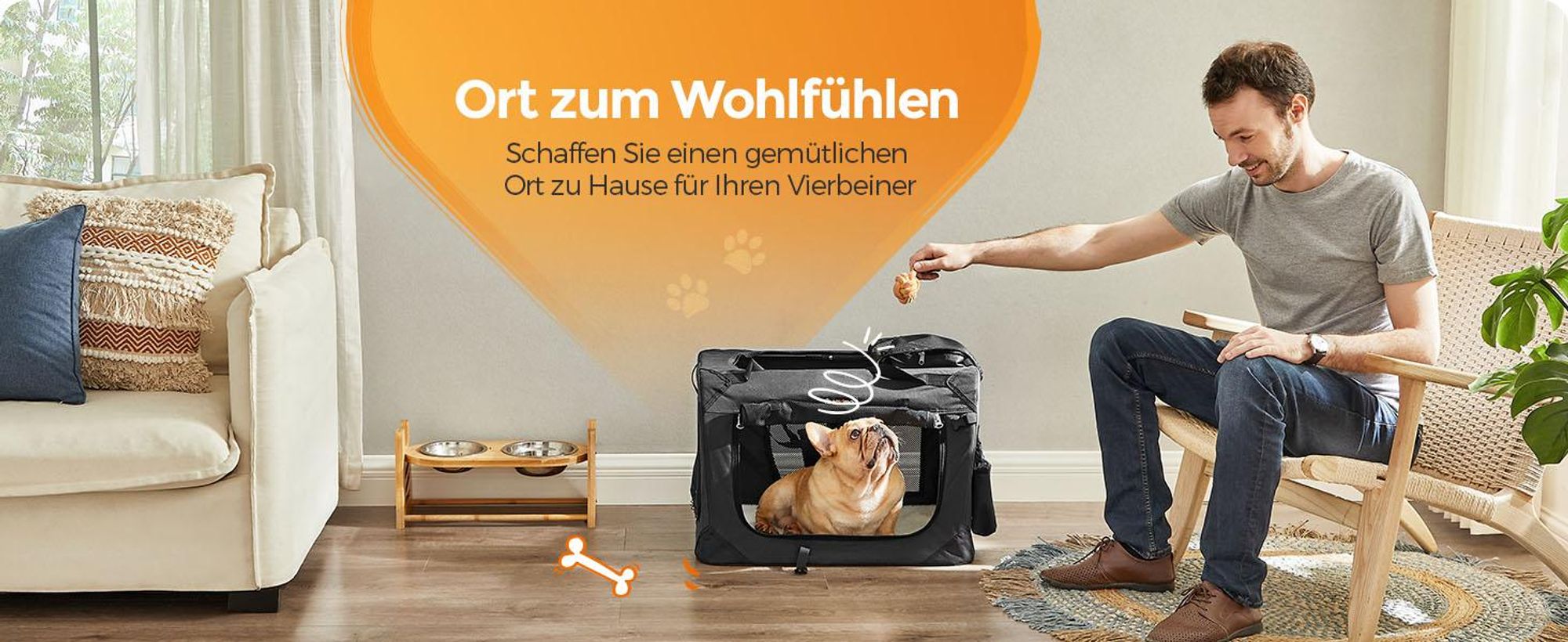 Feandrea M Transportbox faltbar Oxford-Gewebe,Netzstoff,atmungsaktiv,Schwarz