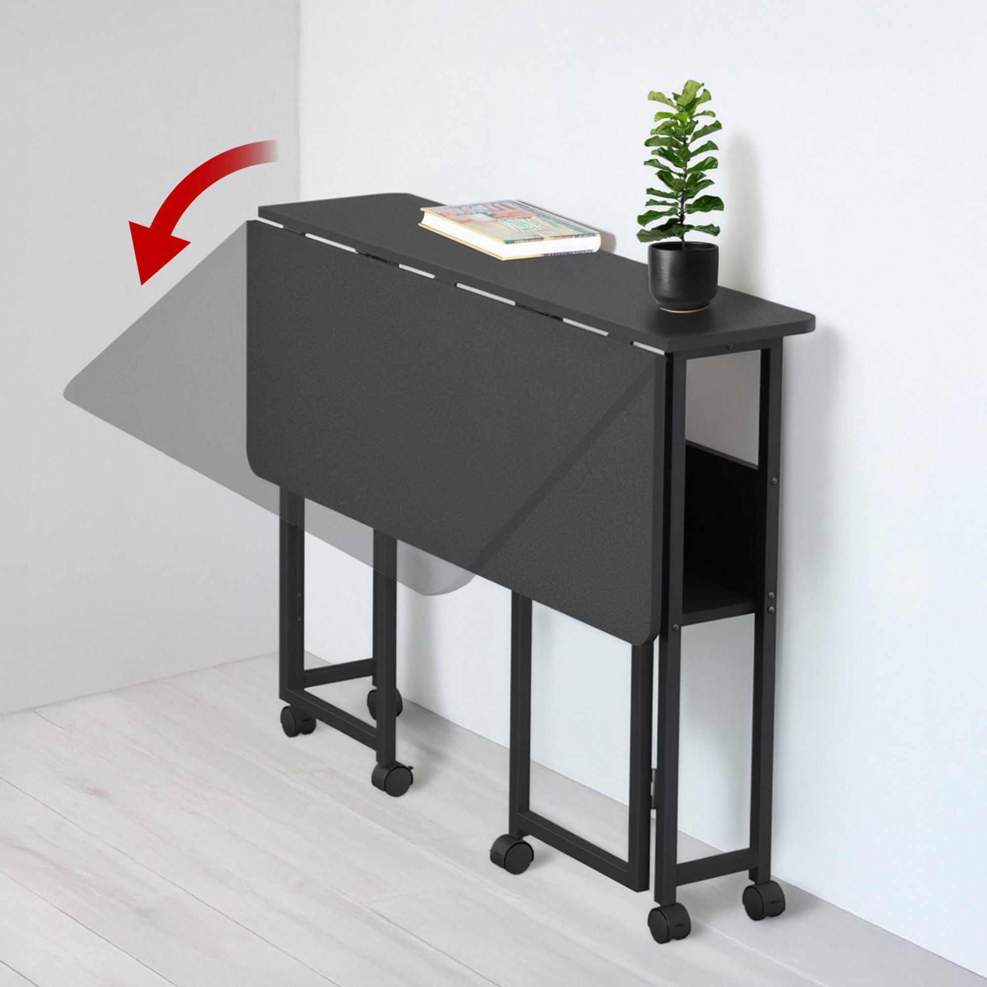Maclean Klapptisch schwarz mobil Platte 100x58cm max. 50kg MC-126 B