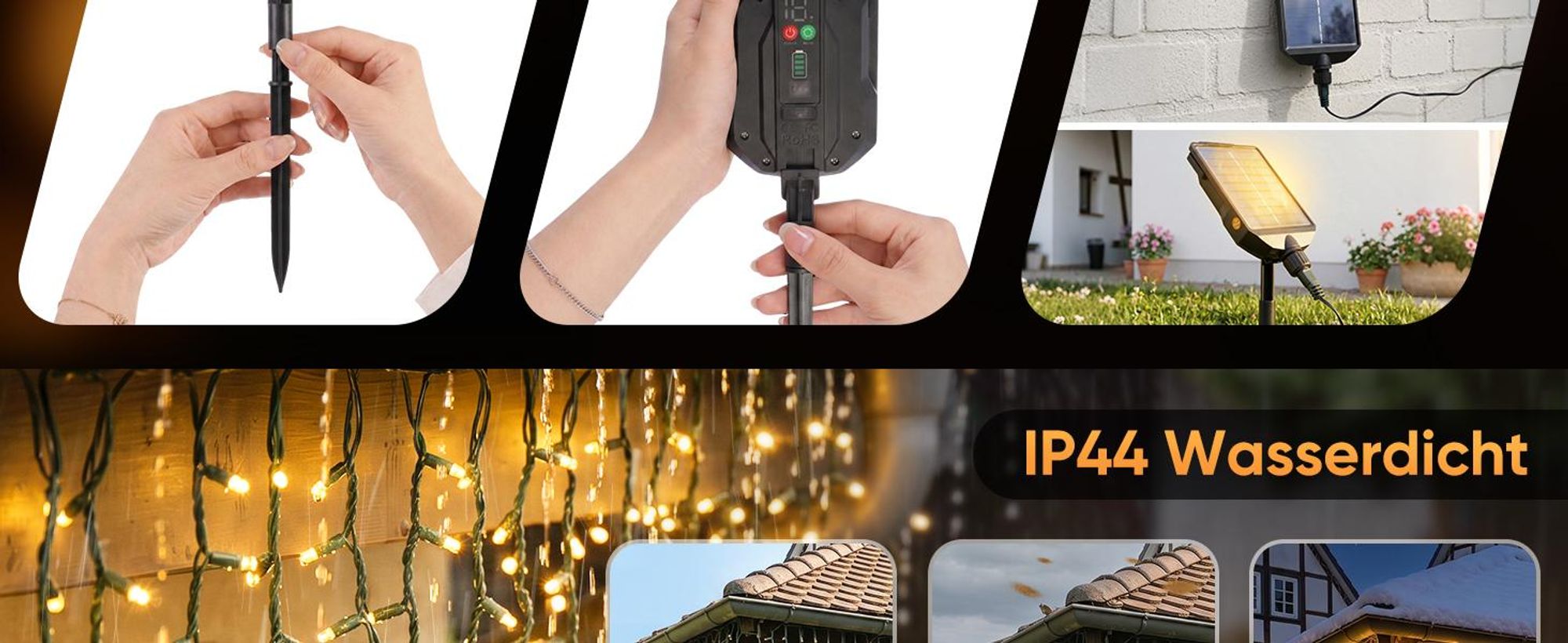 SALCAR Eisregen Lichterkette Solar Außen, 15.6M 480er LED Eiszapfen Lichtervorhang Fenster ,13 Modi Beleuchtung Solarlichterkette mit Fernbedienung