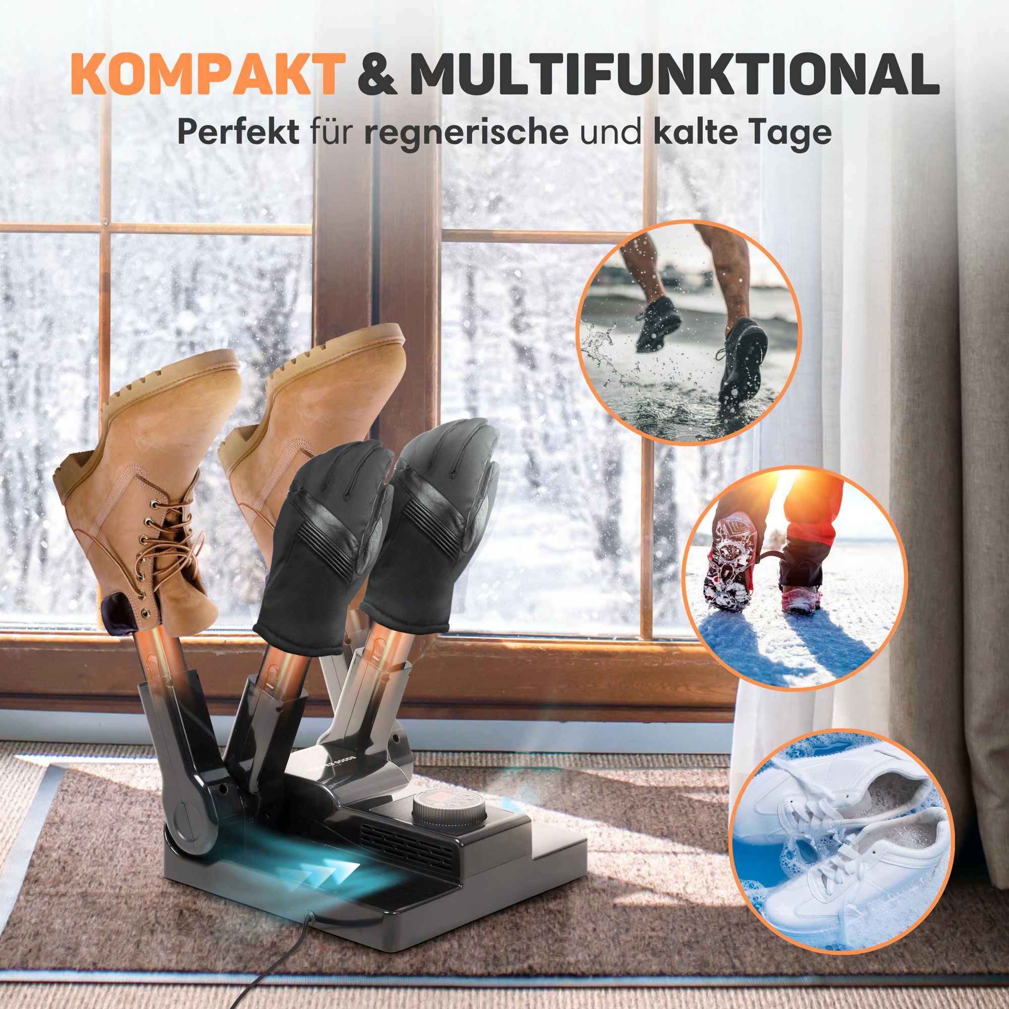 Vulpes Goods Schuhtrockner, Schuherfrischer, Timer, Ozon & Trocknungsfunktion, Geruchsentferner, Fußwärmer, Schuherfrischer, Inkl. 10 Schuhauffrischer