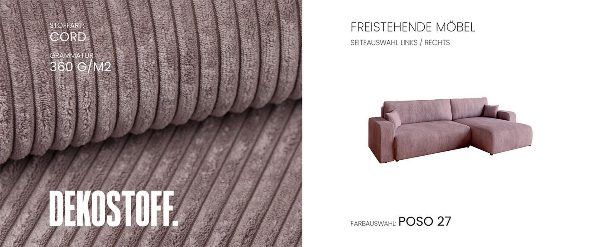 BroMARKT Ecksofa PUMI XL Schlaffunktion Bettkasten L-Form 125x230 cm Vanilla