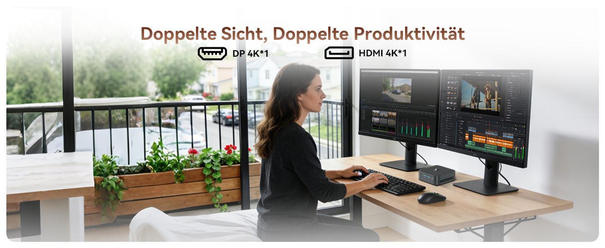 Blackview Huidun H80 MiniPC Desktop PC, AMD Ryzen 5 3500U, 16GB DDR4, 512GB SSD, Dual-Gigabit-LAN, Dual-4K-Ausgang, VESA-Montage,  inkl Monitor