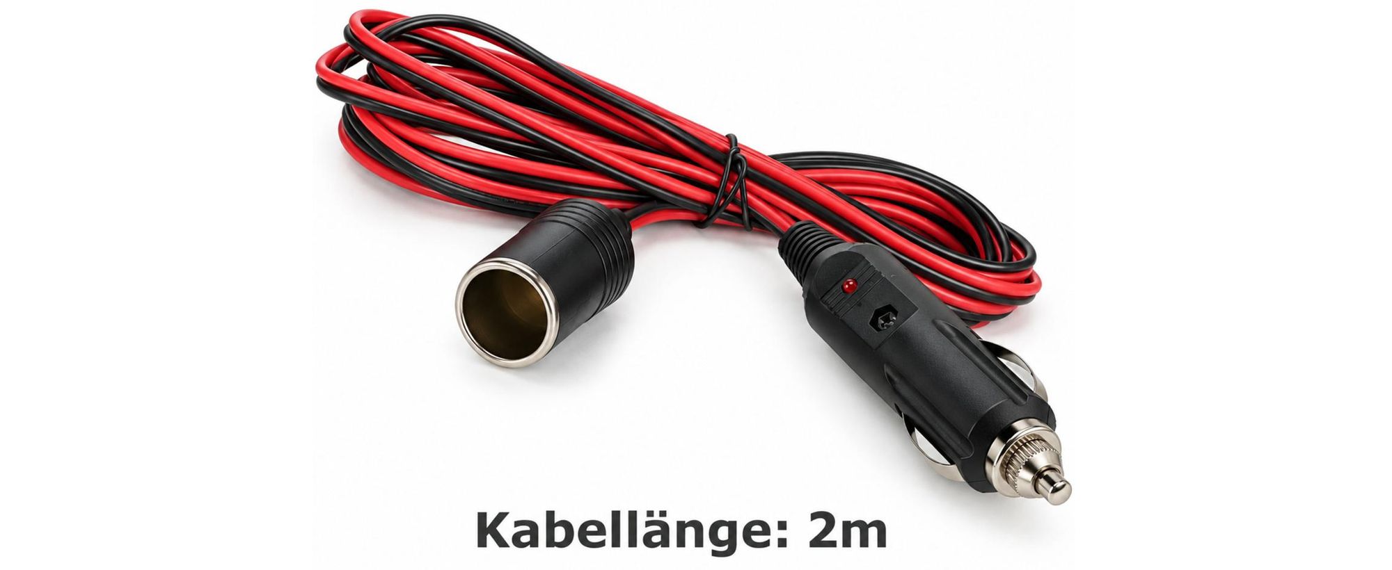 G67C KFZ-Verlängerungskabel 2 m 12/24 V Zigarettenanzünder Verlängerung 21 mm Steckdose mit LED-Anzeige und 15 A Sicherung für Auto LKW Wohnmobil Boot