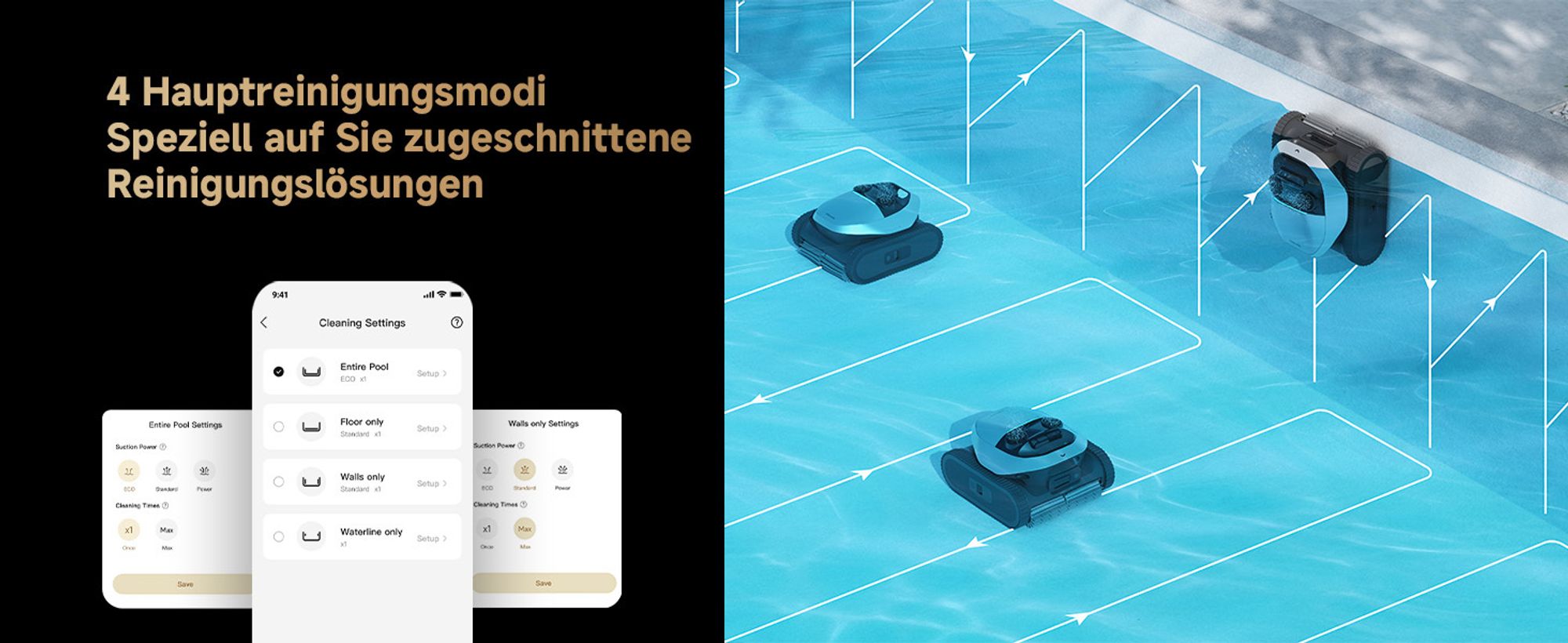 DREAME Poolroboter Z1, Hightech-Poolerkennung & Pfadplanung, hohe Saugleistung, Poolboden, Wand- & Wasserstandslinienreinigung, für Pools bis 180 ㎡