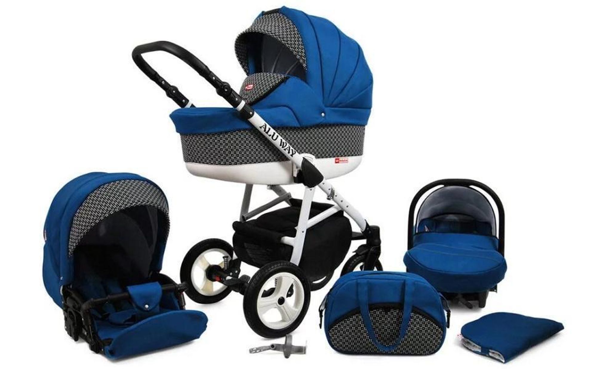 BabyLux® Alu Way | Kocárek 3v1 Set | Mint | Kombinovaný kocárek | Sada kocárku | Buggy + Bab