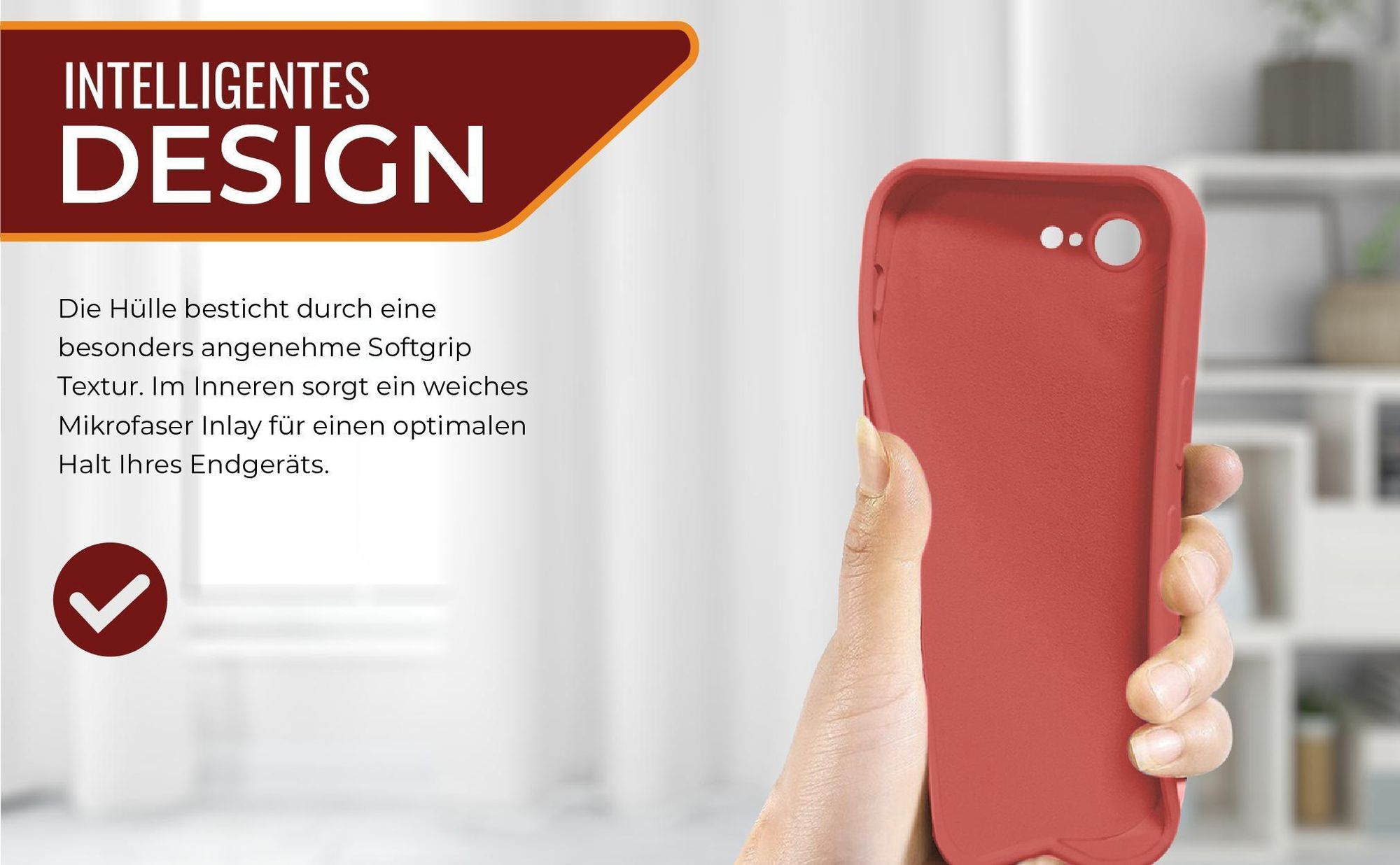 Slimcover in Rot für Apple iPhone 7/8/SE 2020 mit Mikrofraser Inlay