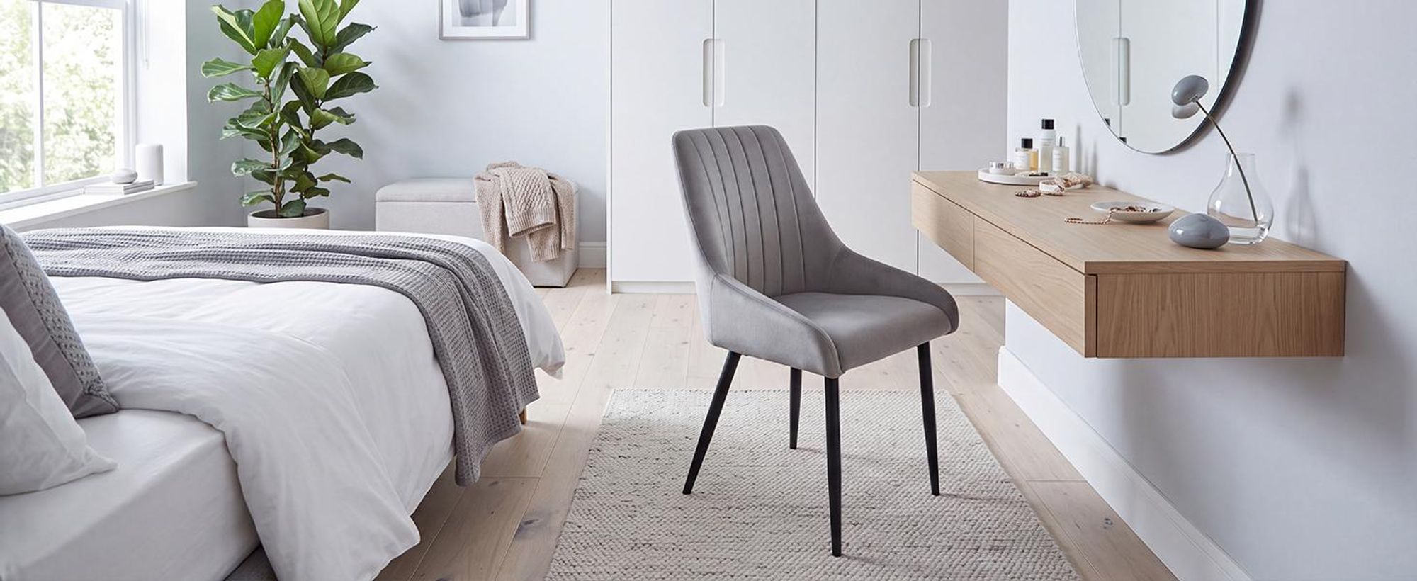 Duhome Lot de 2 chaises de salle à manger rembourrées en velours, chaises rétro avec pieds en métal, gris