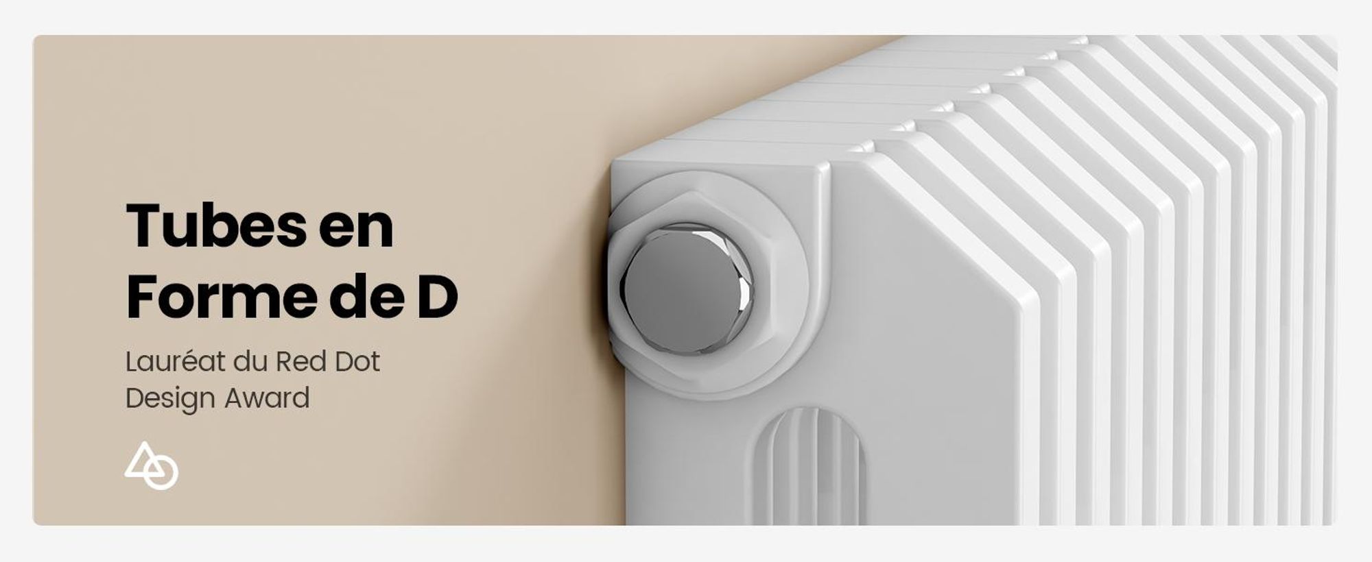 EMKE Radiateur design en forme de D 600x840mm 1383W Red Dot Award Winner Blanc - Montage horizontal, pour 18,4 m², salle de bains & salon sans radiateur