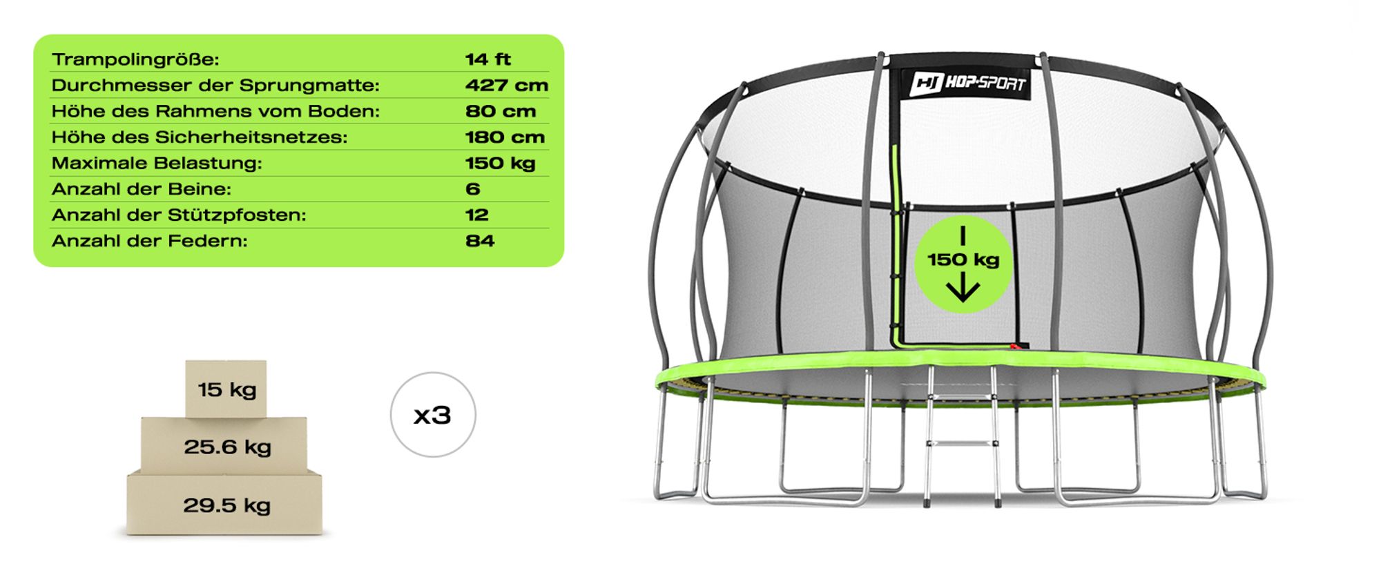 Trampolin Outdoor 427cm 14FT Gartentrampolin Kindertrampolin Technische Daten