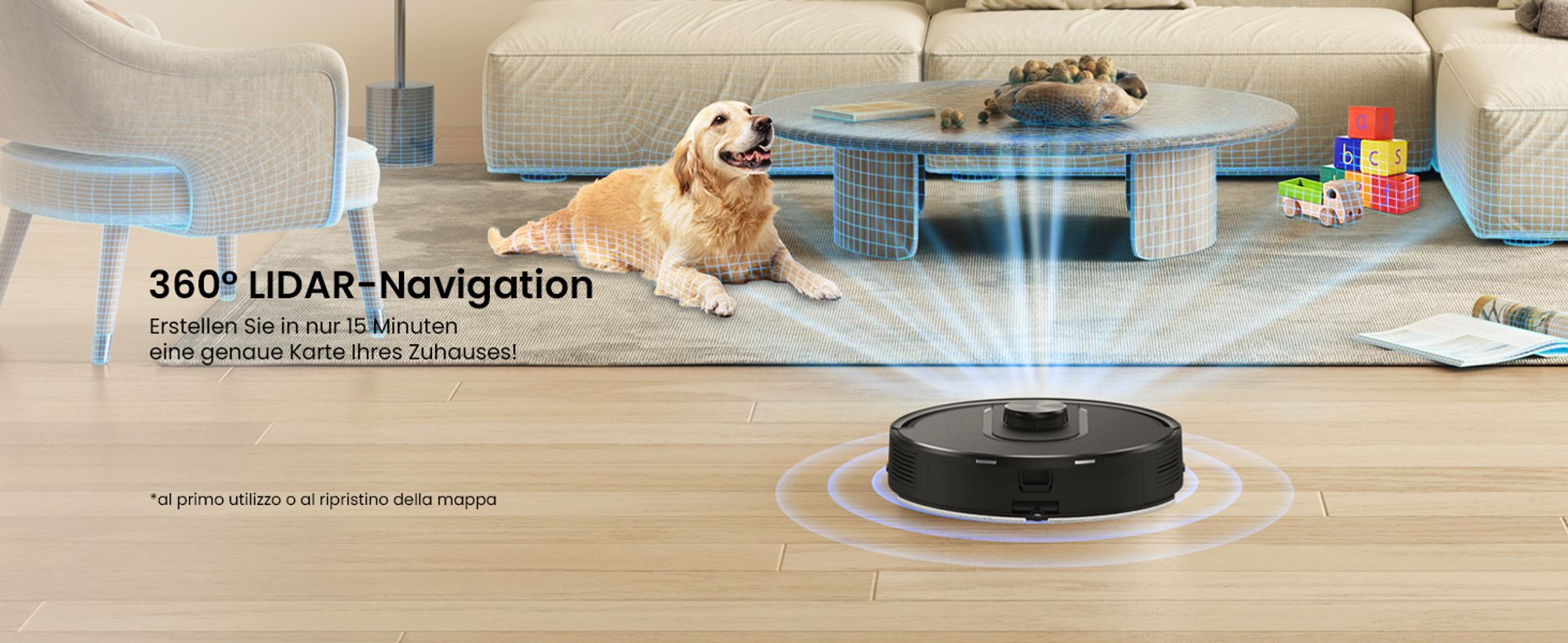 3-in-1 Fegen Saugen Moppen Vactidy W11 3-in-1 Staubsauger Roboter Saugroboter LiDAR Navigation