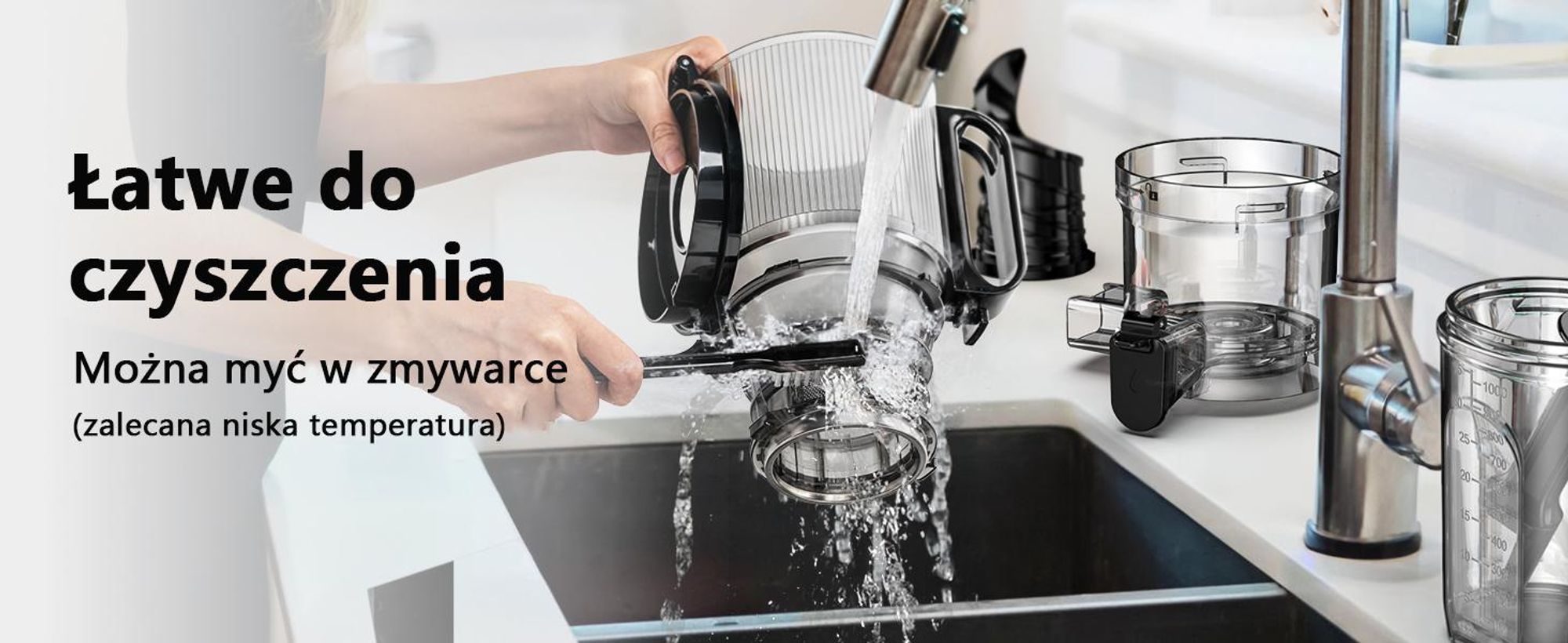 Wyciskarka wolnoobrotowa LINKChef SJ-052-EU-BL, pojemność 1,8 l, odpowiednia do warzyw i owoców, wyposażona w potrójny system filtracji, czarna