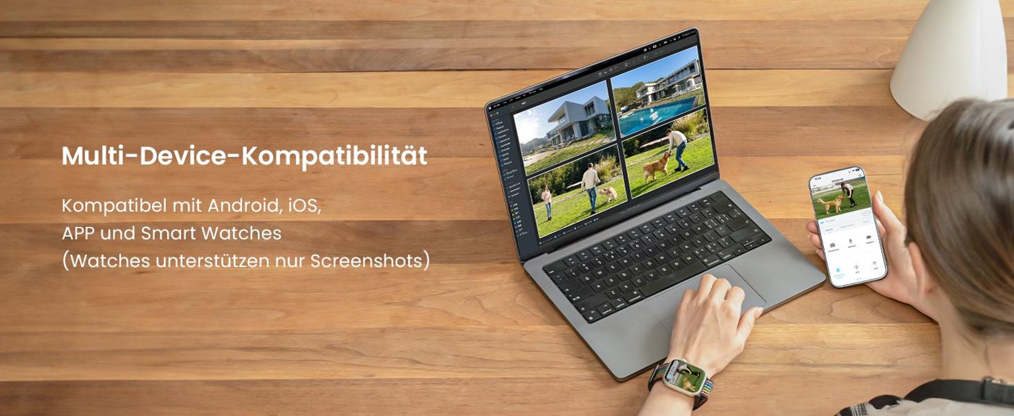 2K 3MP Überwachungskamera Aussen Solar 360° PTZ Kamera Aussen Akku 2.4GHz Kabellos Überwachungskamera mit PIR Bewegungsmelder Farb-Nachtsicht